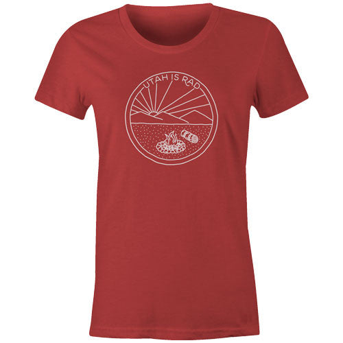 New Women's Camp Scene Tee - White print