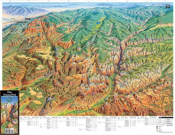 Zion National Park Panoramic Hiking Map